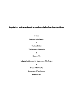 Regulation and Function of Hemoglobin in Barley Aleurone Tissue
