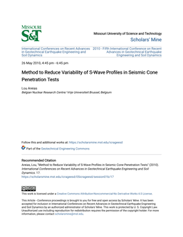 Method to Reduce Variability of S-Wave Profiles in Seismic Cone Penetration Tests