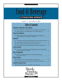 Food & Beverage Litigation Update