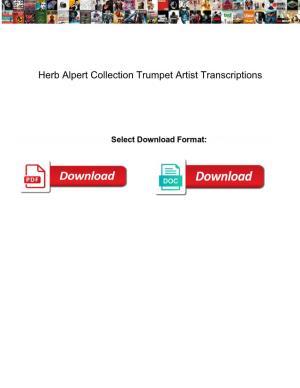 Herb Alpert Collection Trumpet Artist Transcriptions