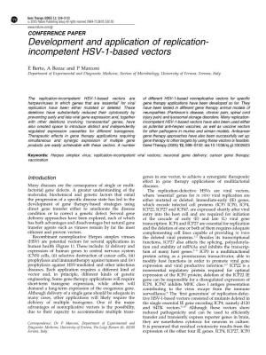 Development and Application of Replication-Incompetent HSV-1