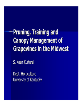 Pruning, Training and Canopy Management of Grapevines in The