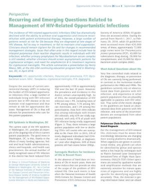 Recurring and Emerging Questions Related to Management of HIV-Related Opportunistic Infections
