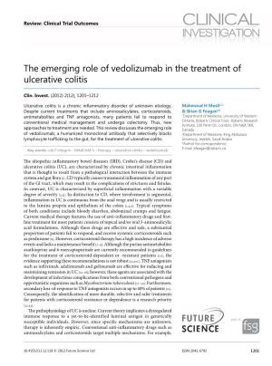 The Emerging Role of Vedolizumab in the Treatment of Ulcerative Colitis
