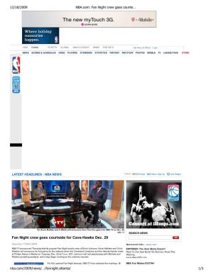 NBA.Com: Fan Night Crew Goes Courtside for Cavs-Hawks Dec. 29