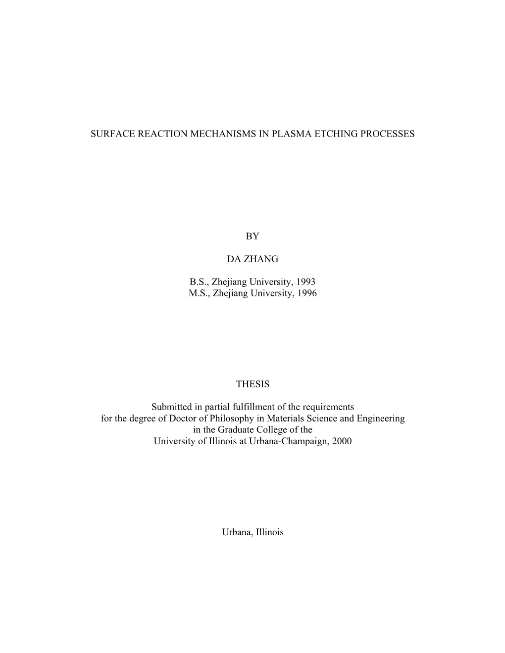 Surface Reaction Mechanisms in Plasma Etching Processes