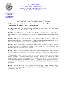 New York Rens Court Street Co-Naming Resolution