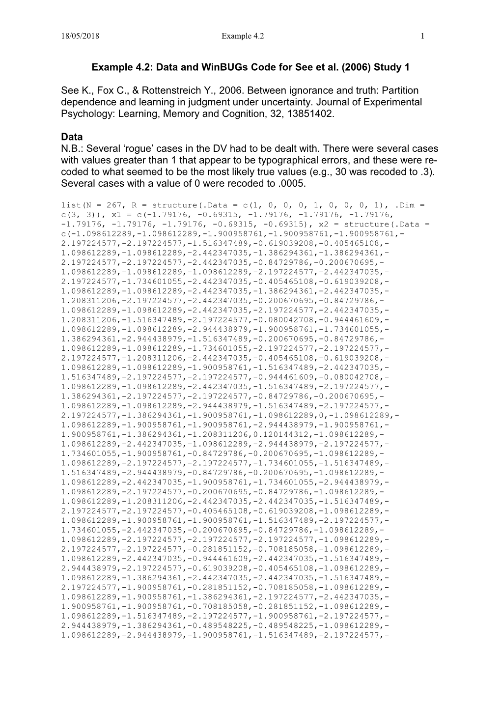 Data and Winbugs Code for See Et Al