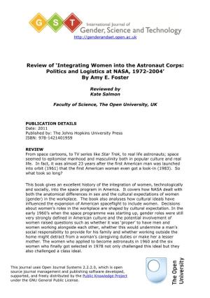 Review of 'Integrating Women Into the Astronaut Corps: Politics And