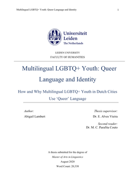 Queer Language and Identity 1