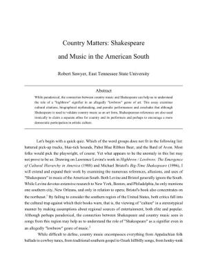 Shakespeare and Music in the American South