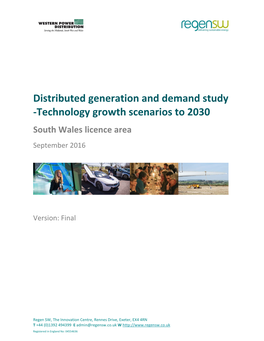 Distributed Generation and Demand Study -Technology Growth Scenarios to 2030 South Wales Licence Area September 2016