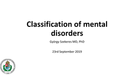 Classification of Mental Disorders (Pdf)