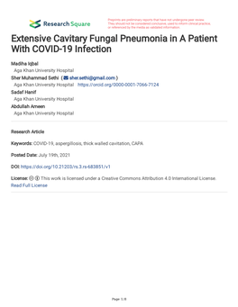 Extensive Cavitary Fungal Pneumonia in a Patient with COVID-19 Infection