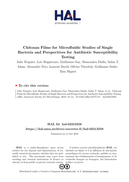 Chitosan Films for Microfluidic Studies of Single Bacteria And