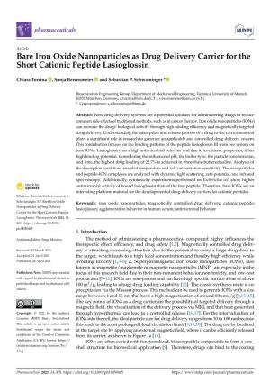 Bare Iron Oxide Nanoparticles As Drug Delivery Carrier for the Short Cationic Peptide Lasioglossin