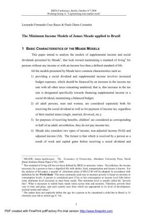 The Minimum Income Models of James Meade Applied to Brazil