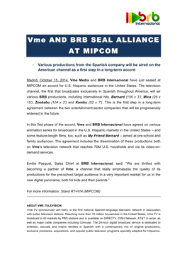 Vme and BRB SEAL ALLIANCE at MIPCOM