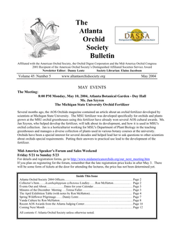 Atlanta Orchid Society Newsletter