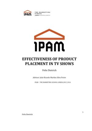 Effectiveness of Product Placement in Tv Shows