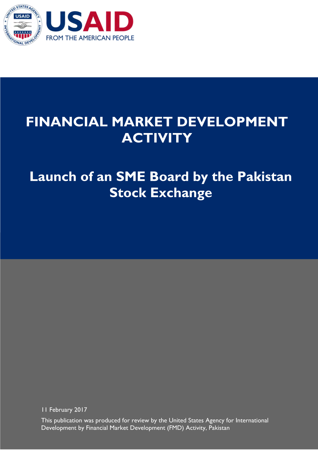 FINANCIAL MARKET DEVELOPMENT ACTIVITY Launch