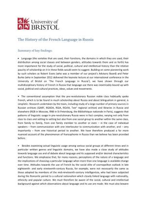 The History of the French Language in Russia