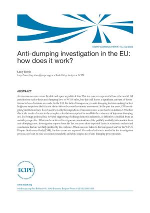 Anti-Dumping Investigation in the EU: How Does It Work?