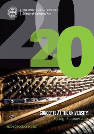 Concerts at the University Spring - Summer 2020 2 Concerts at the University