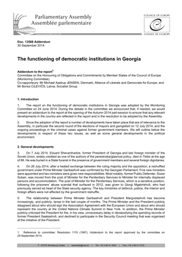 The Functioning of Democratic Institutions in Georgia