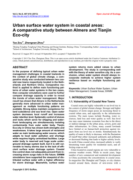Urban Surface Water System in Coastal Areas: a Comparative Study Between Almere and Tianjin Eco-City