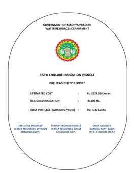 Tapti Chillure Irrigation Project Pre Feasibility