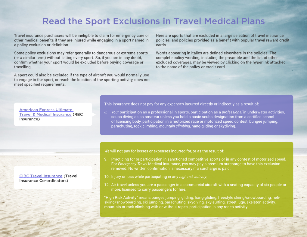 Read the Sport Exclusions in Travel Medical Plans