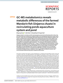 GC-MS Metabolomics Reveals Metabolic Differences of the Farmed