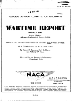 W“Urrmm RIM’BORT ORIGINALLYISSUED August 1944 As Advance Confidential Report E4H03