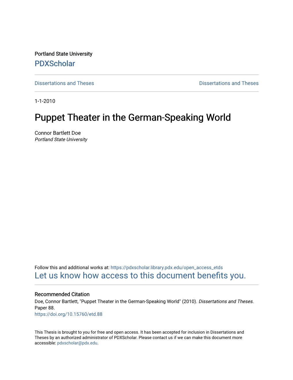 Puppet Theater in the German-Speaking World