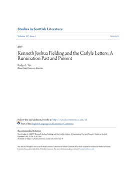 Kenneth Joshua Fielding and the Carlyle Letters: a Rumination Past and Present Rodger L