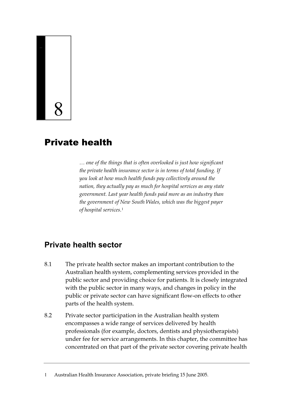 Chapter 8: Private Health