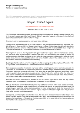 Ghajar Divided Again Written by Massimiliano Fiore
