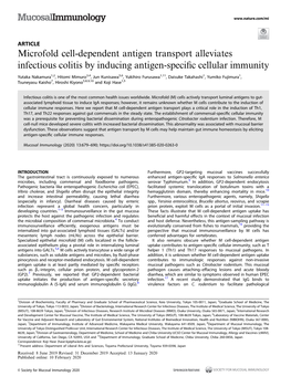 Microfold Cell-Dependent Antigen Transport Alleviates Infectious Colitis by Inducing Antigen-Speciﬁc Cellular Immunity