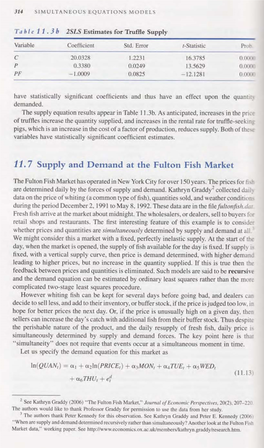 11.7 Supply and Demand at the Fulton Fish Market Prior to Estimation, W the Fulton Fish Market Has Operated in New York City Foro\Ler 150 Years