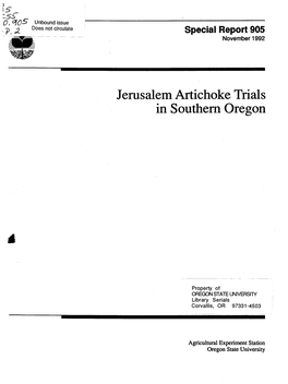 Jerusalem Artichoke Trials in Southern Oregon