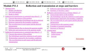 Module P11.1 Reflection and Transmission at Steps and Barriers