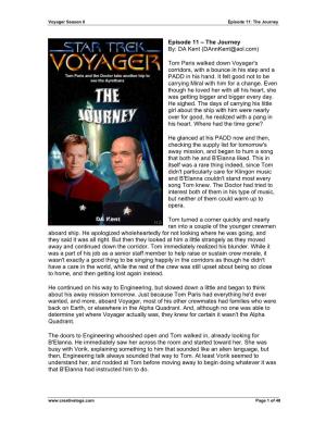 Tom Paris Walked Down Voyager's Corridors, with a Bounce in His Step and a PADD in His Hand