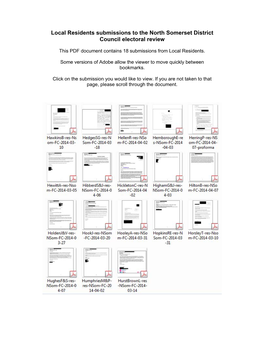 Local Residents Submissions to the North Somerset District Council Electoral Review