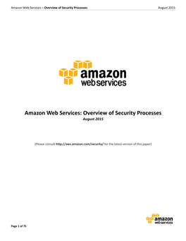Amazon Web Services: Overview of Security Processes August 2015
