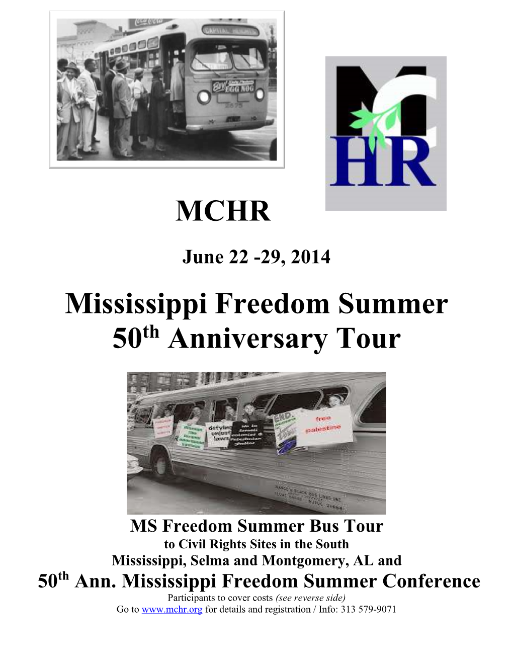 MCHR Mississippi Freedom Summer 50 Anniversary Tour