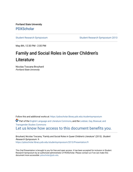 Family and Social Roles in Queer Children's Literature