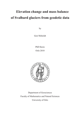 Elevation Change and Mass Balance of Svalbard Glaciers from Geodetic Data