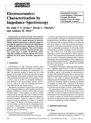 Electroceramics: Characterization by Impedance Spectroscopy
