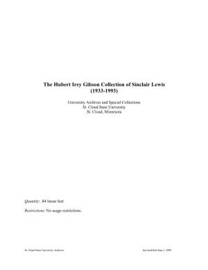 Hubert Irey Gibson Collection of Sinclair Lewis (1933-1993)